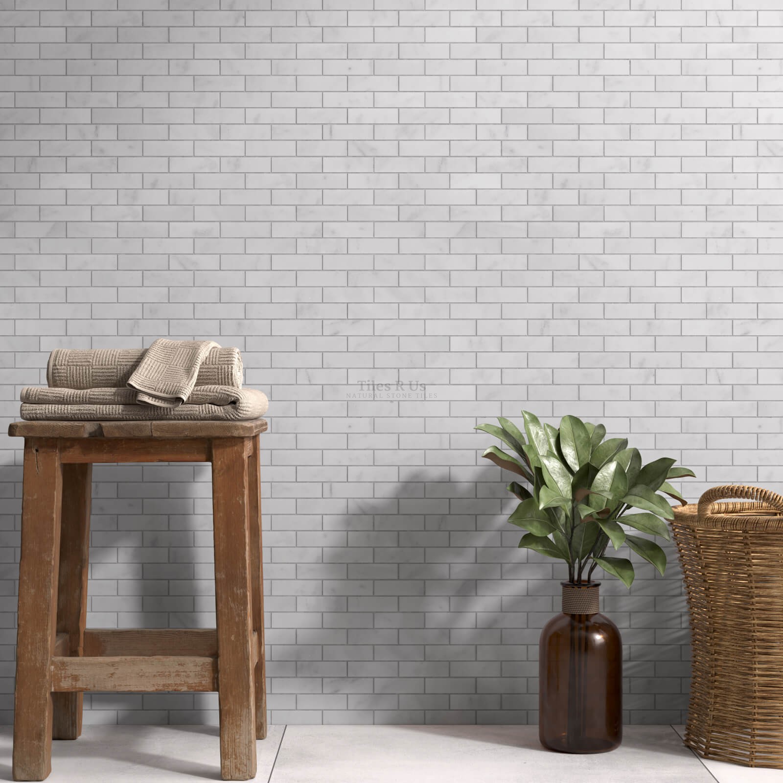 Mosaic Marble Honed - Carrara White Brick 305X305X10mm
